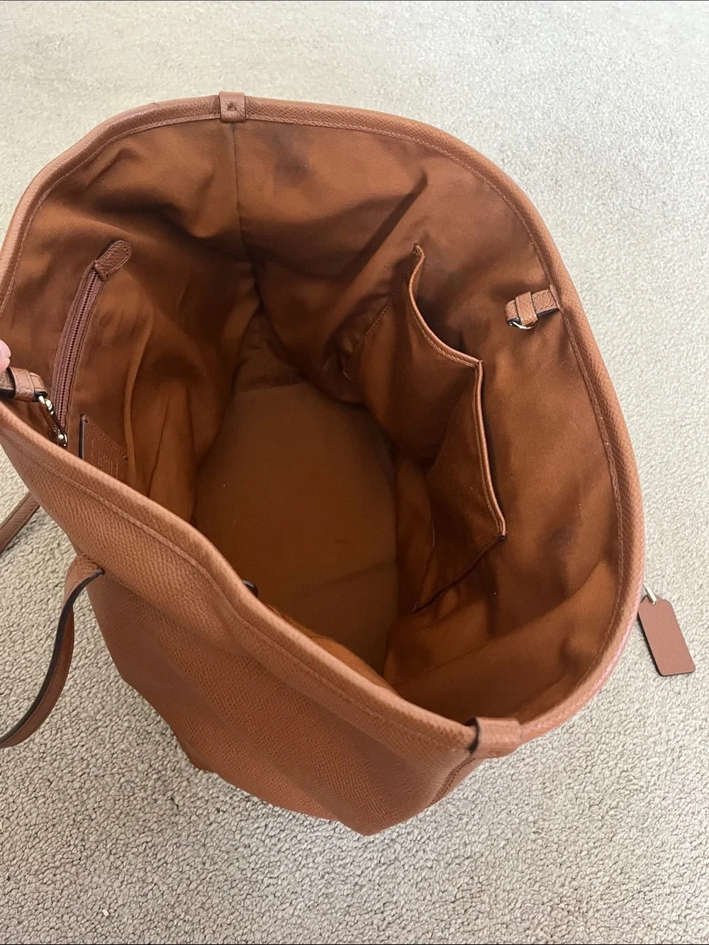 Coach Pebbled Leather Tote in Brown with Gold Hardware